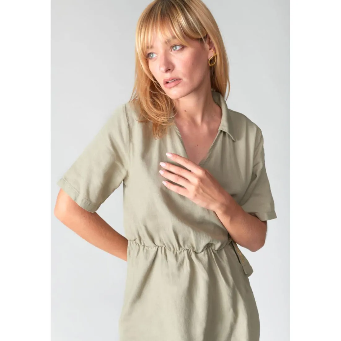Robe portefeuille en jeans FLOE blanc Dina