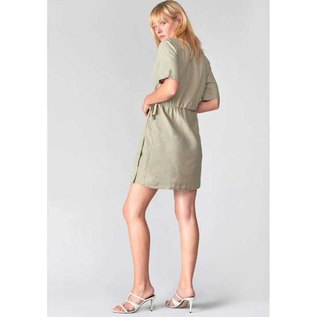 Robe portefeuille en jeans FLOE blanc Dina