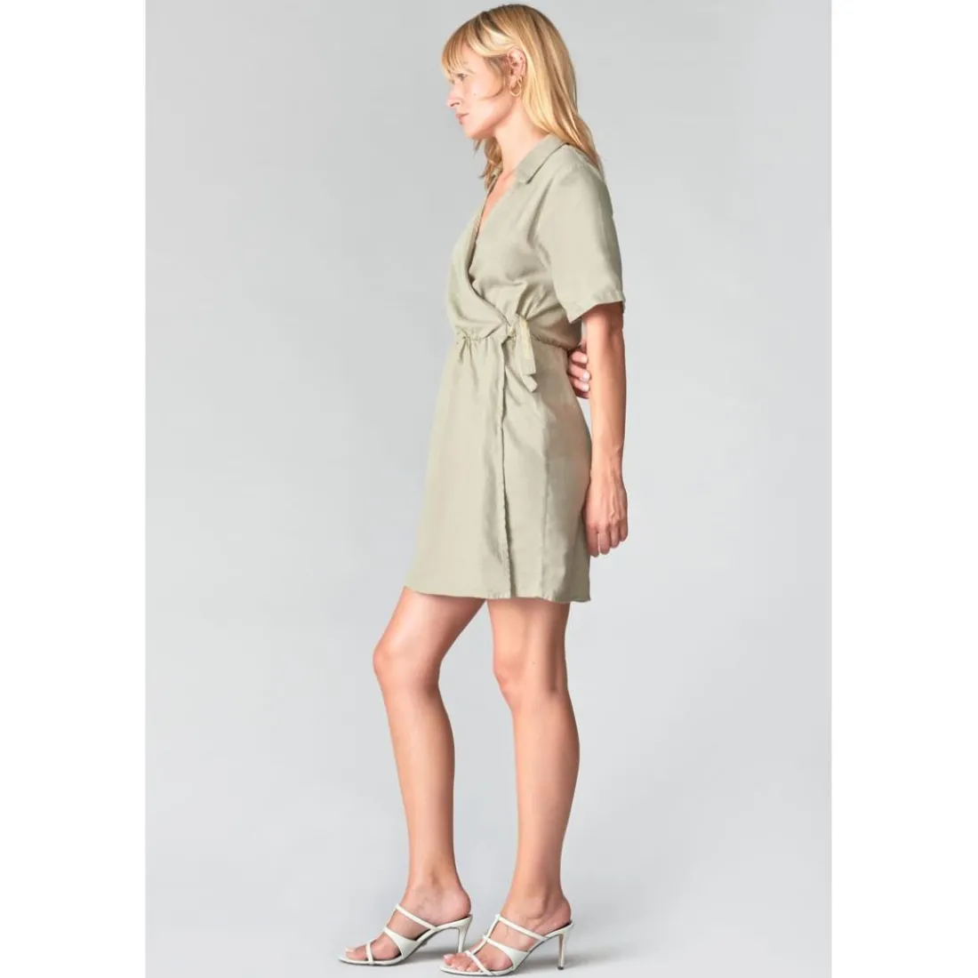 Robe portefeuille en jeans FLOE blanc Dina