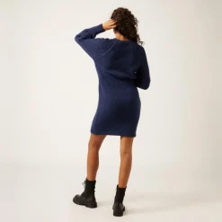 Robe pull courte unie bleu