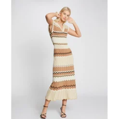 Robe pull longue droite à rayures