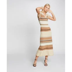 Robe pull longue droite à rayures