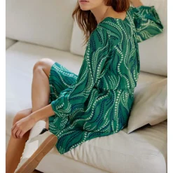 Robe RAFAELLA muguet vert en viscose