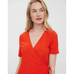 Robe Regular Fit Col rond Manches courtes orange