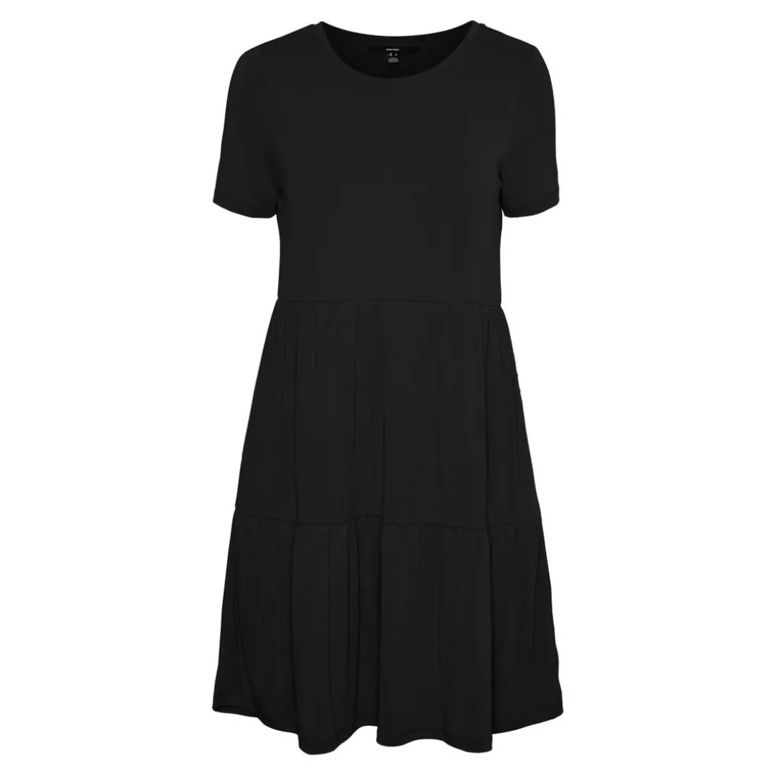 Robe Relaxed Fit Col rond Manches 3/4 Au-dessus du genou noir en coton modal