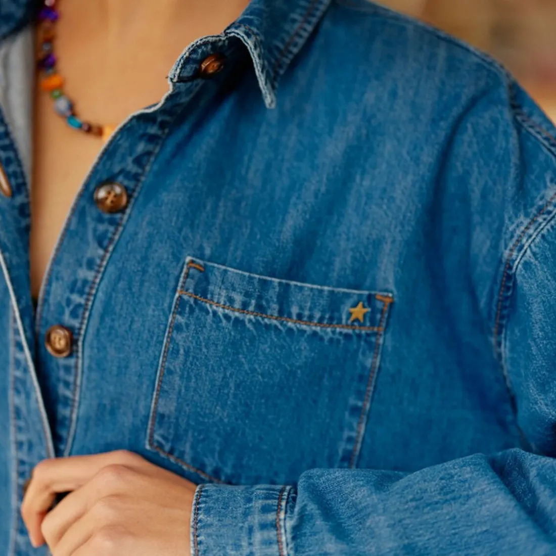 Robe RIMEN S stone en coton bleu