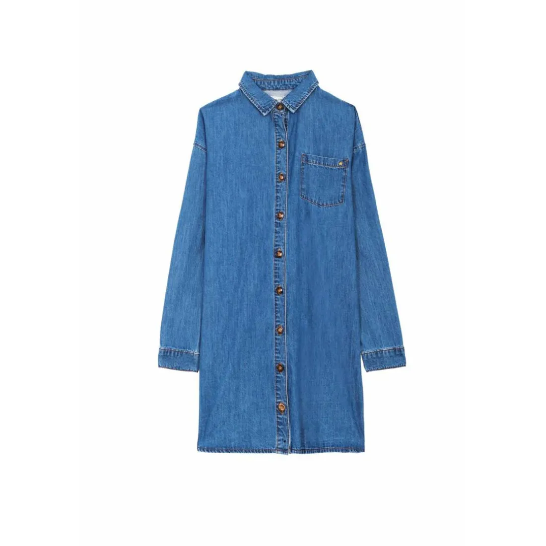 Robe RIMEN S stone en coton bleu