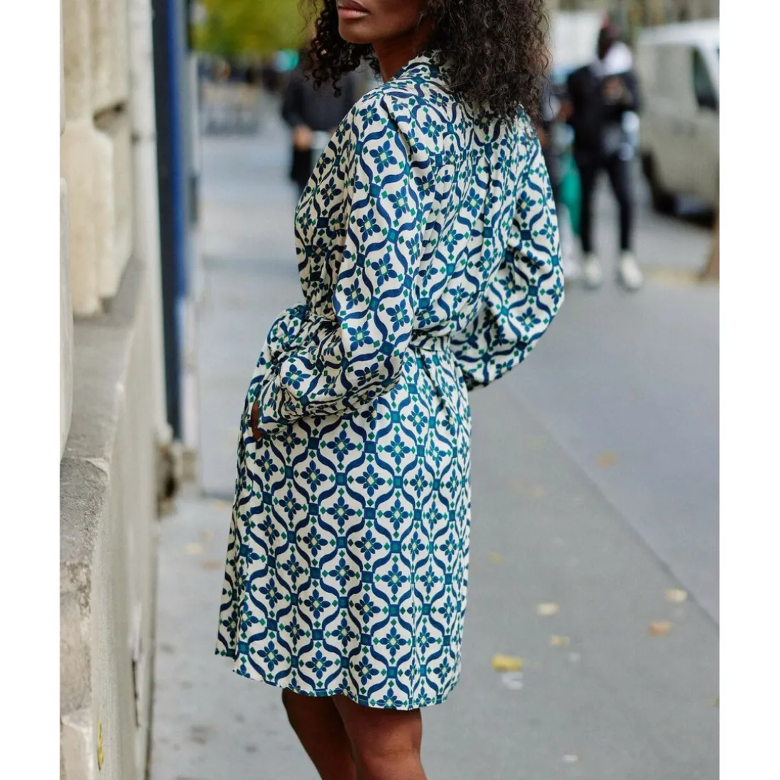 Robe RUKA geo en viscose bleu