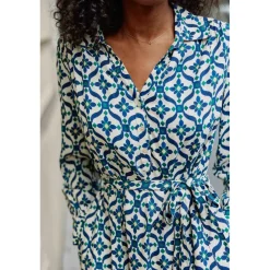 Robe RUKA geo en viscose bleu