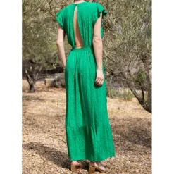 Robe YVORA vert en viscose