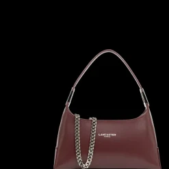 Sac à main avec chaîne bordeaux en cuir