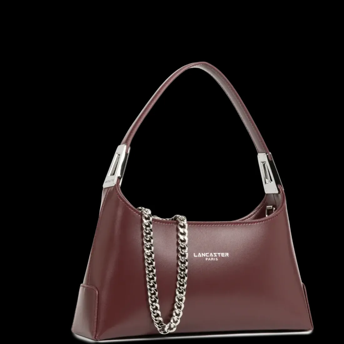 Sac à main avec chaîne bordeaux en cuir