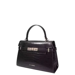 Sac à main à effet croco noir