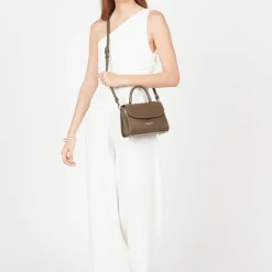 Sac à main A rabat avec fermoir S Suave Even marron en cuir