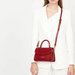 Sac à main A rabat avec fermoir S Suave Even bordeaux en cuir