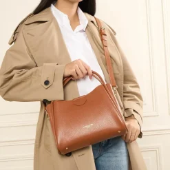 Sac à main Aimantée M Ida Double marron en cuir