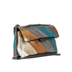 Sac bandoulière à rabat Virna bleu canard en cuir