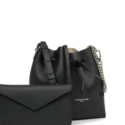 Sac Bourse à Lacets Coulissants Noir Taille S PUR & ELEMENT CITY - Lancaster en cuir