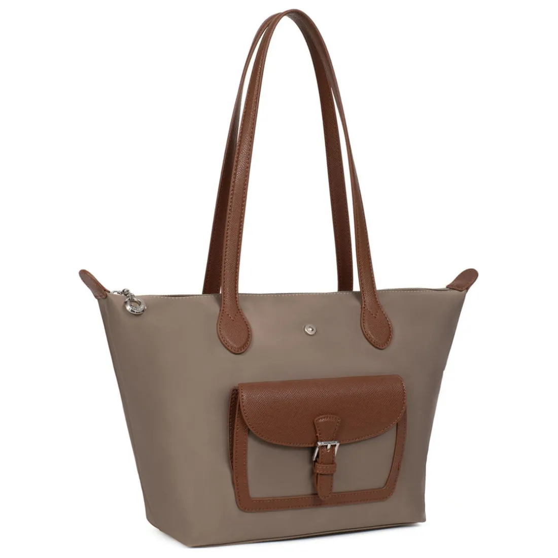 Sac cabas porté épaule - Moyen KIANA Taupe/Marron Vale