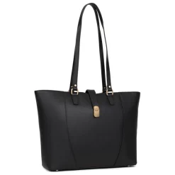 Sac cabas porté épaule A4 AUDE Noir Dina en cuir