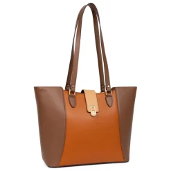 Sac cabas porté épaule A4 MERLINE Chocolat/Multicolore Lucie