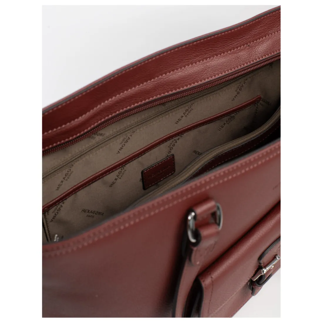Sac cabas porté épaule A4 MIRABELLE Bordeaux en cuir Lana