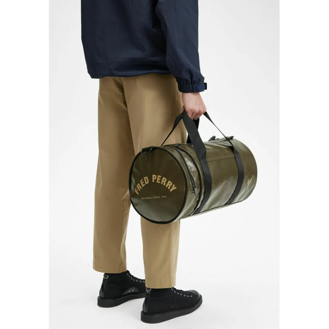 Sac de voyage TONAL CLASSIC BARREL vert/gold en cuir
