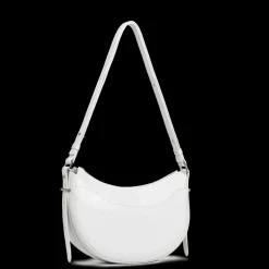 Sac demi lune Zippé Suave Ace Gris clair en cuir