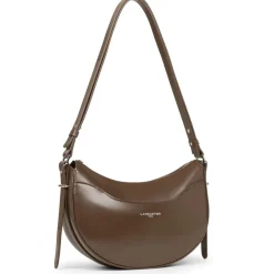 Sac demi lune Zippé Suave Ace marron en cuir
