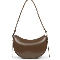 Sac demi lune Zippé Suave Ace marron en cuir
