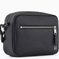 Sac messenger logo en métal homme noir