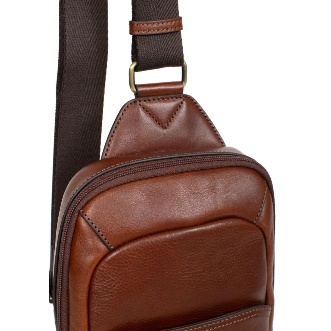 Sac monobretelle Cuir STUART Marron Ivy
