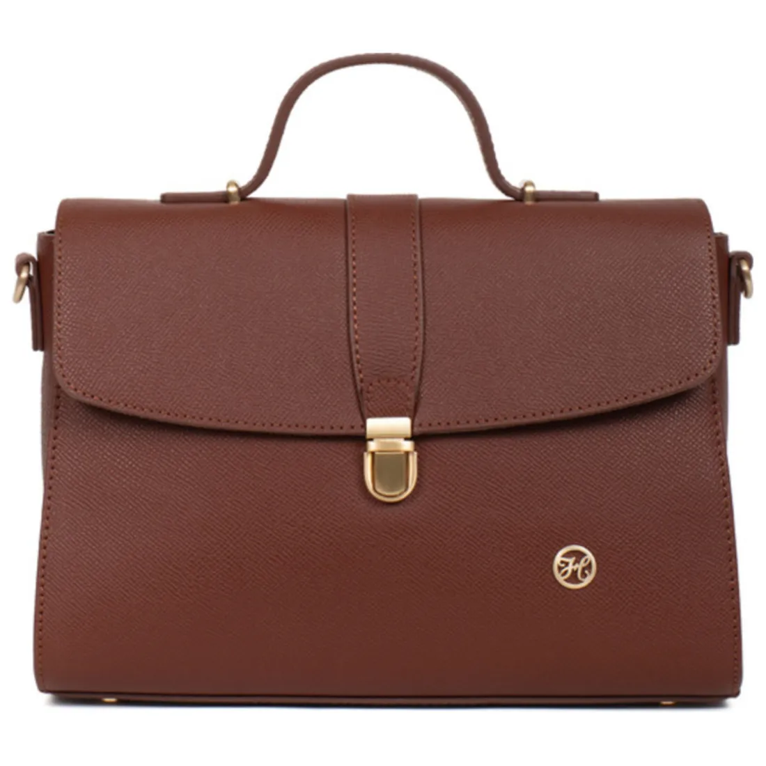 Sac porté main 1 poignée AUDE Marron Ella en cuir