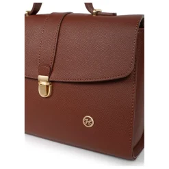 Sac porté main 1 poignée AUDE Marron Ella en cuir