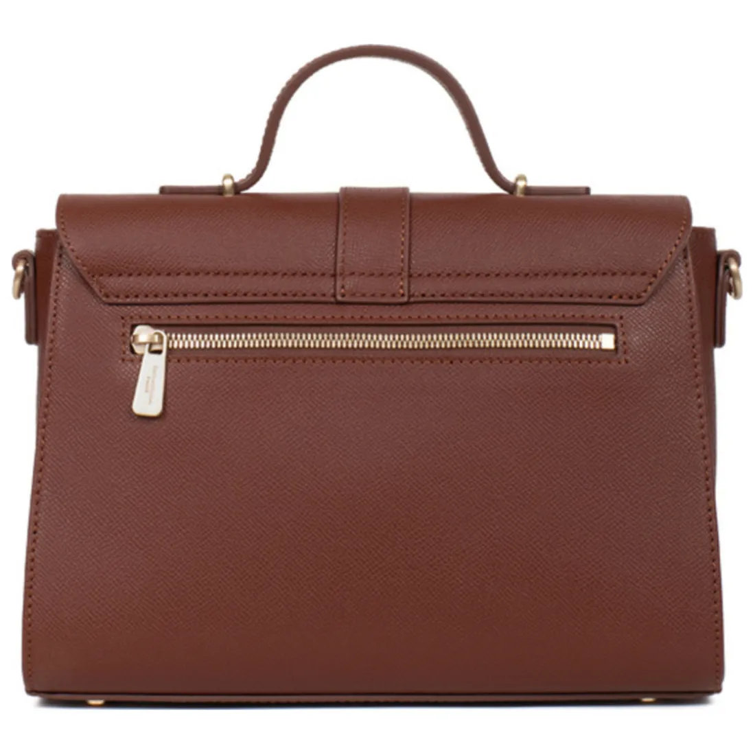 Sac porté main 1 poignée AUDE Marron Ella en cuir