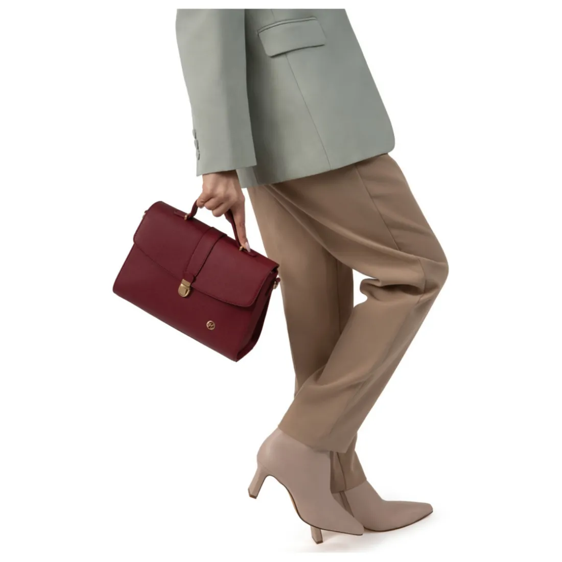 Sac porté main 1 poignée AUDE Carmin Leah en cuir