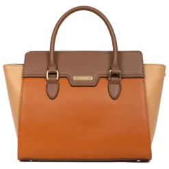 Sac porté main 2 poignées MERLINE Chocolat/Multicolore Maia taupe