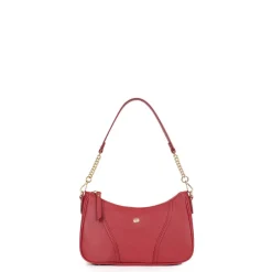 Sac porté épaule 1 anse ANDREA Rouge foncé en cuir Mae
