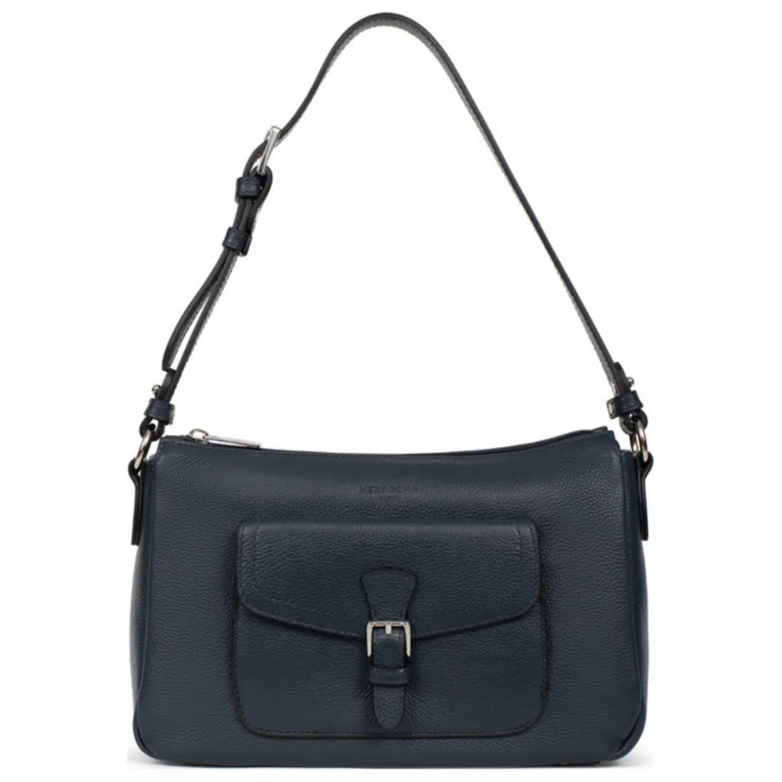 Sac porté épaule 1 anse MIRABELLE Bleu pétrole en cuir Sam