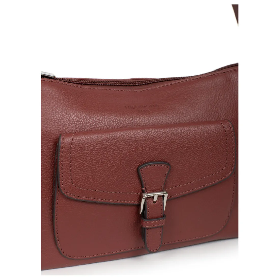 Sac porté épaule 1 anse MIRABELLE Bordeaux en cuir Pia