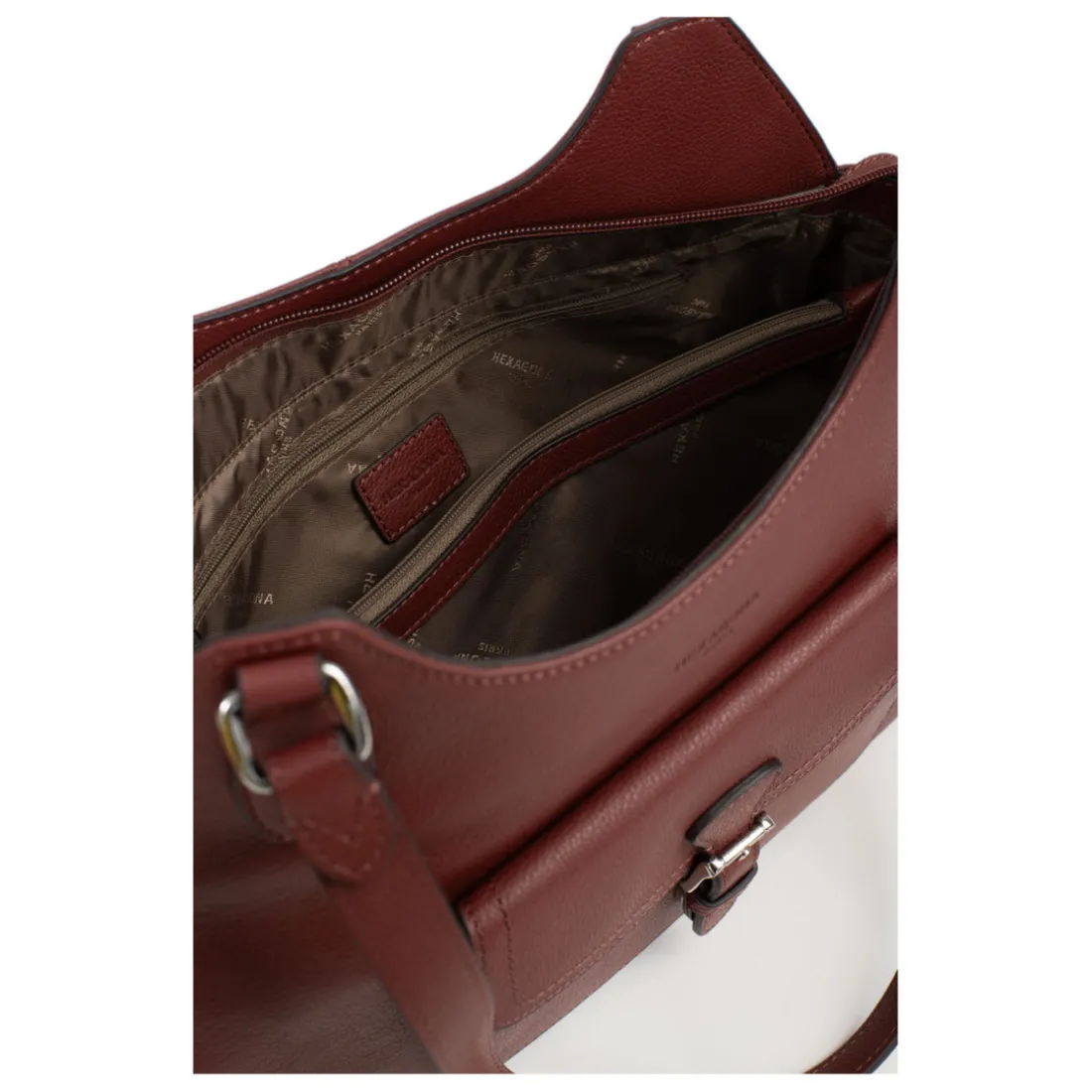 Sac porté épaule 2 anses MIRABELLE Bordeaux en cuir Aria