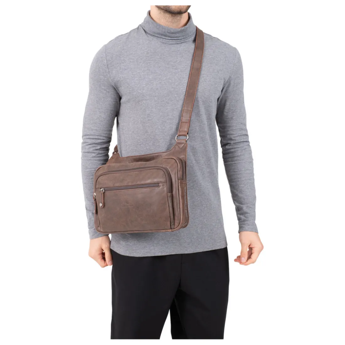 Sac reporter Cuir INSTINCT Marron Leo