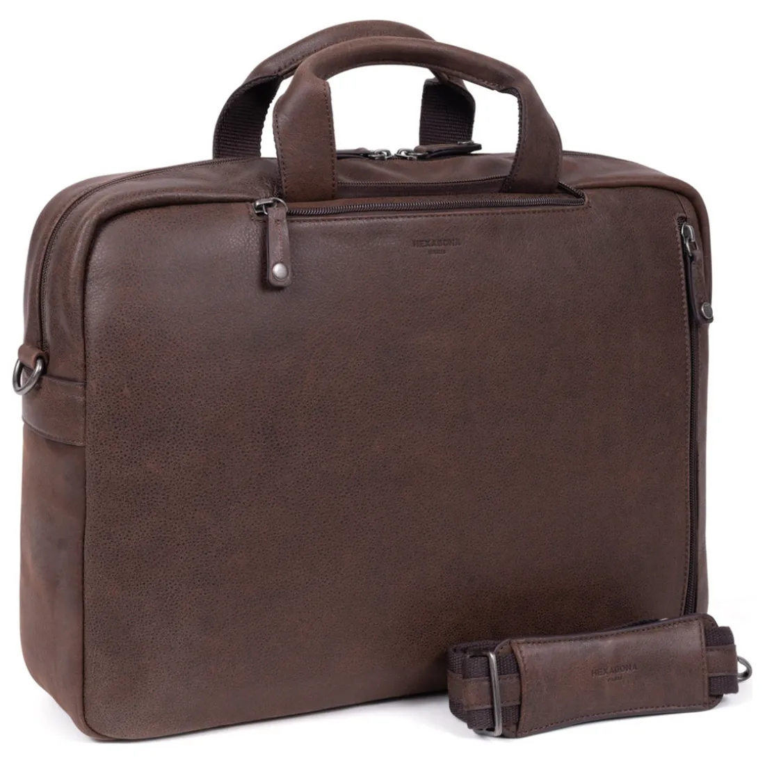 Sac transformable 15'' & A4 Cuir INSTINCT Marron