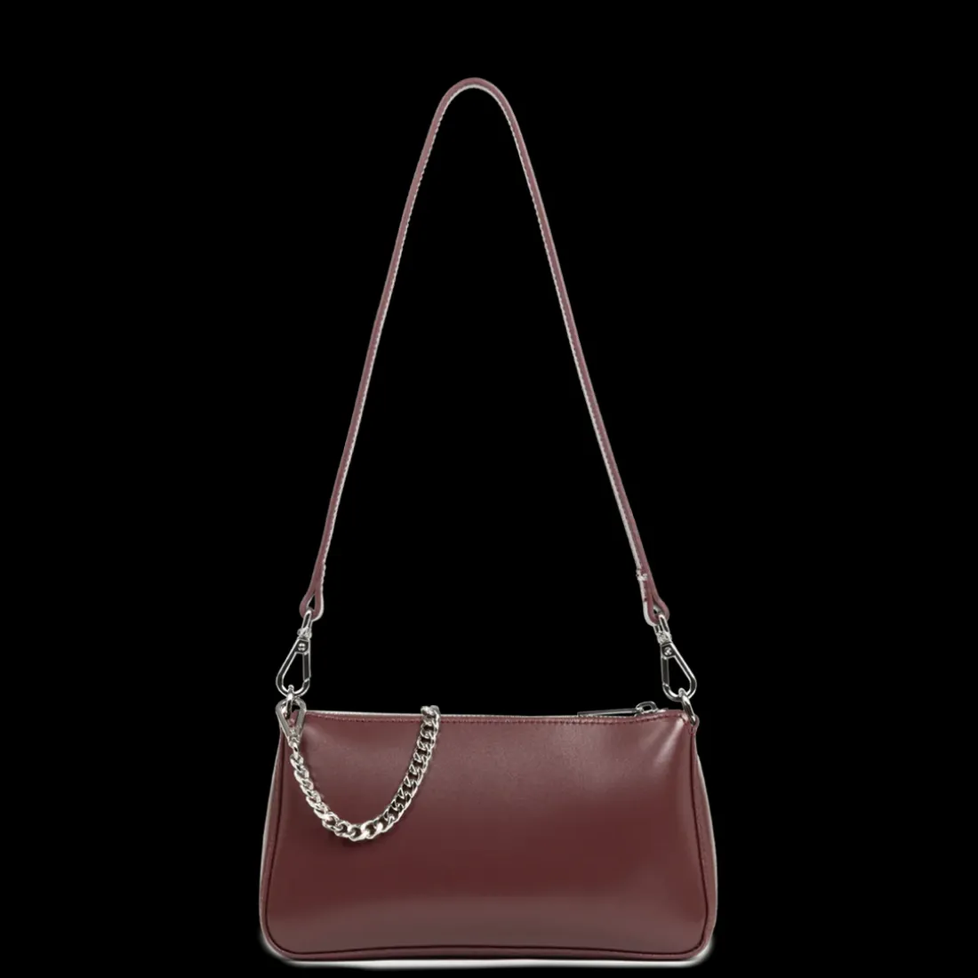 Sac trotteur Zippée Suave Even bordeaux en cuir