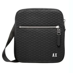 Sacoche messenger logo en métal homme noir