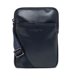 Sacoche zippée S Capital bleu foncé en cuir