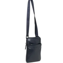 Sacoche zippée S Capital bleu foncé en cuir