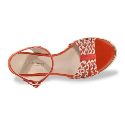 Salomes à talon femme LANIA corail en cuir