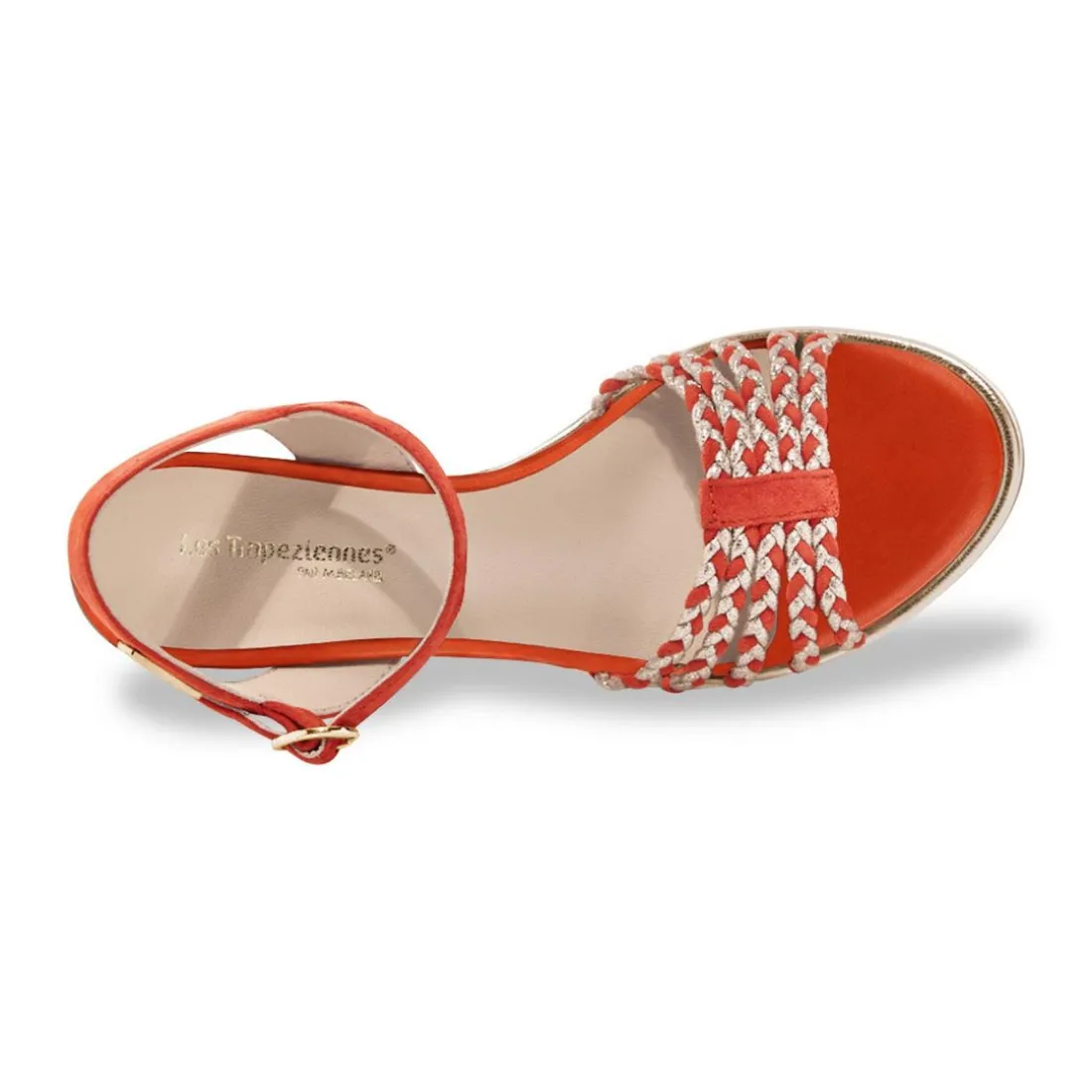 Salomes à talon femme LANIA corail en cuir