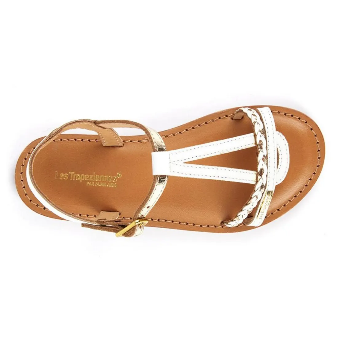 Sandale Enfant Badou Blanc/Or - Les Tropéziennes en cuir